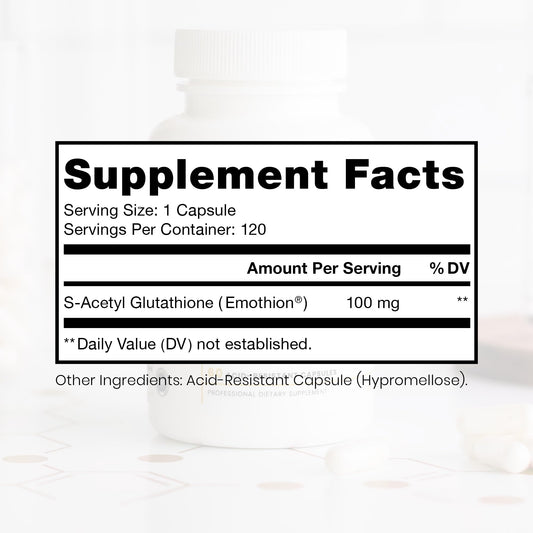 Pure Therapro Rx S-Acetyl Glutathione Gold capsule closeup highlighting potency