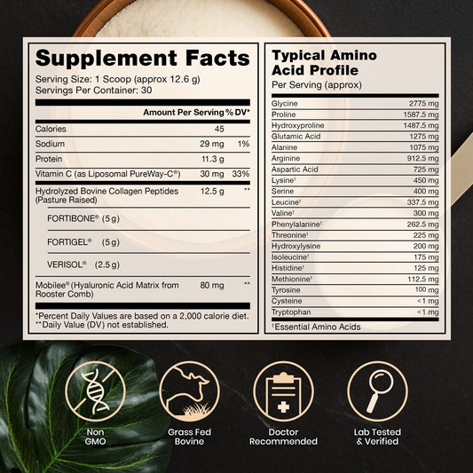 Unflavored TriActive Collagen Plus powder dissolves easily in beverages.