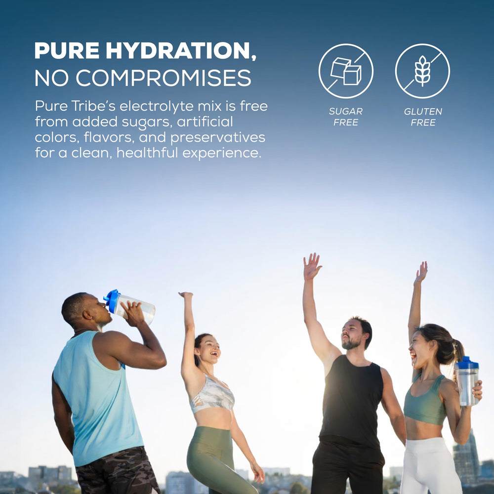 Pure Tribe bottle label displaying six B vitamins and adaptogens for energy balance
