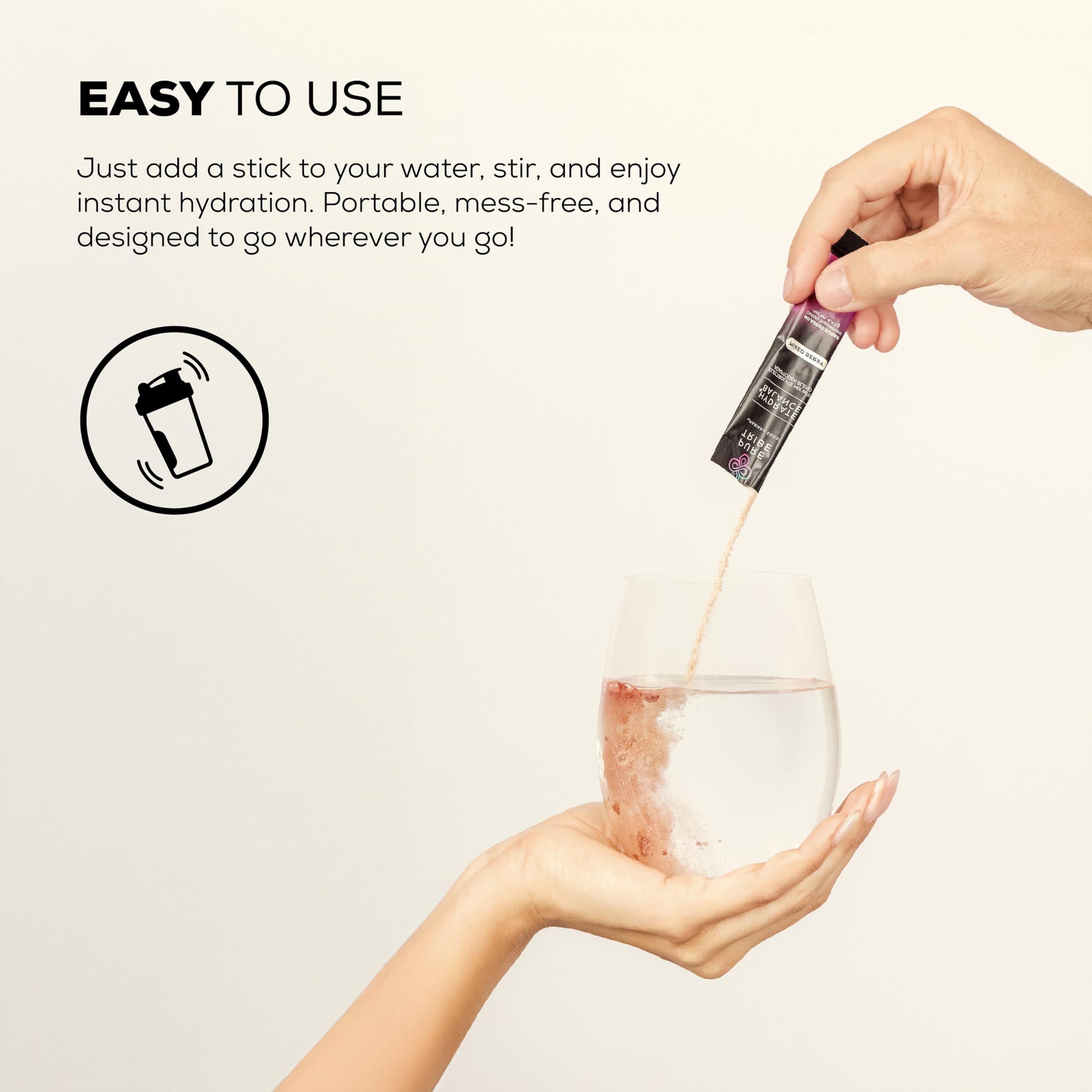 PURE TRIBE glass of ready hydration with powder mix
