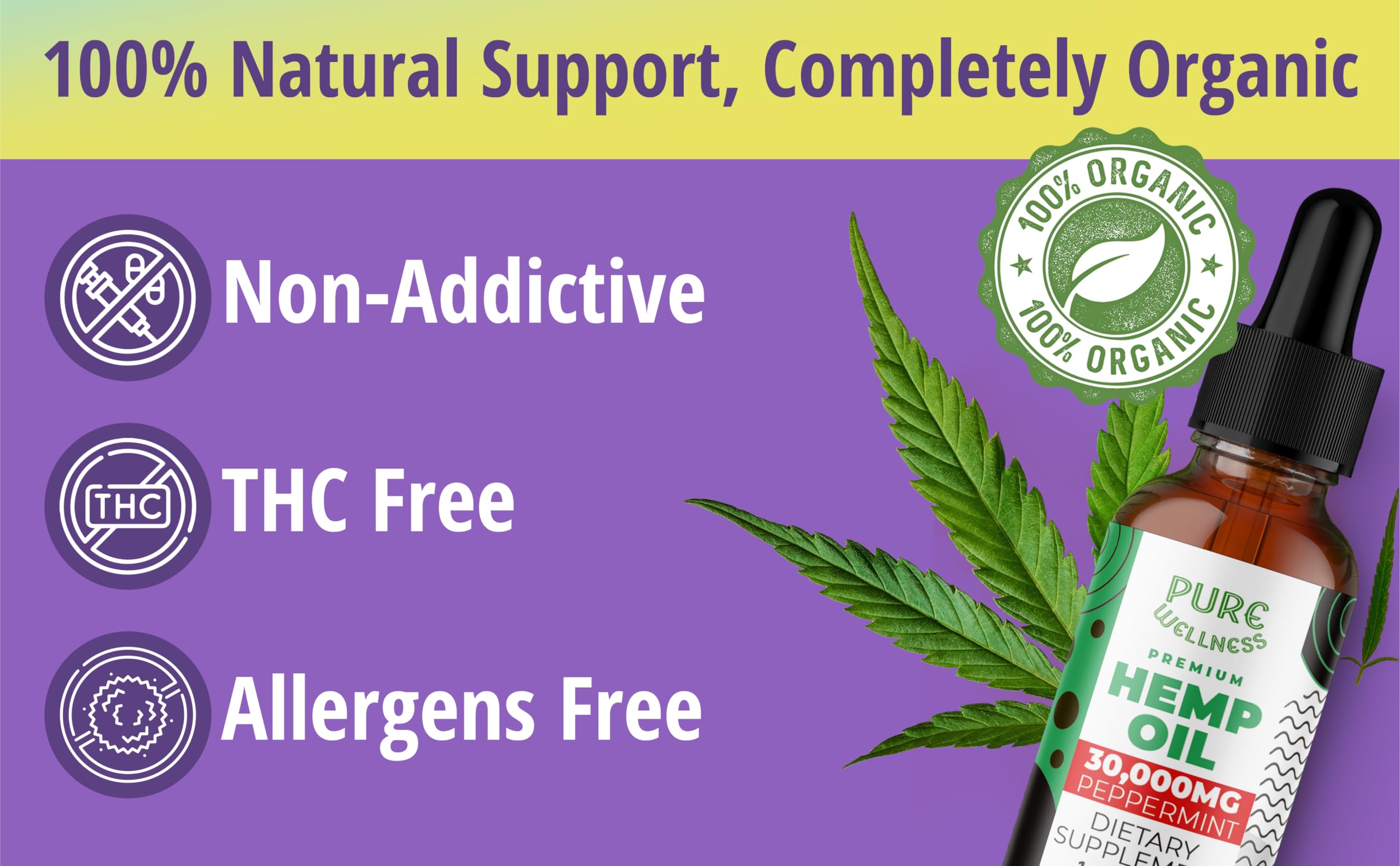 Pure Wellness hemp oil dropper showing precise dosage for controlled use