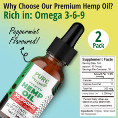 Pure Wellness peppermint-labeled hemp oil highlighted peppermint flavor for a pleasant routine