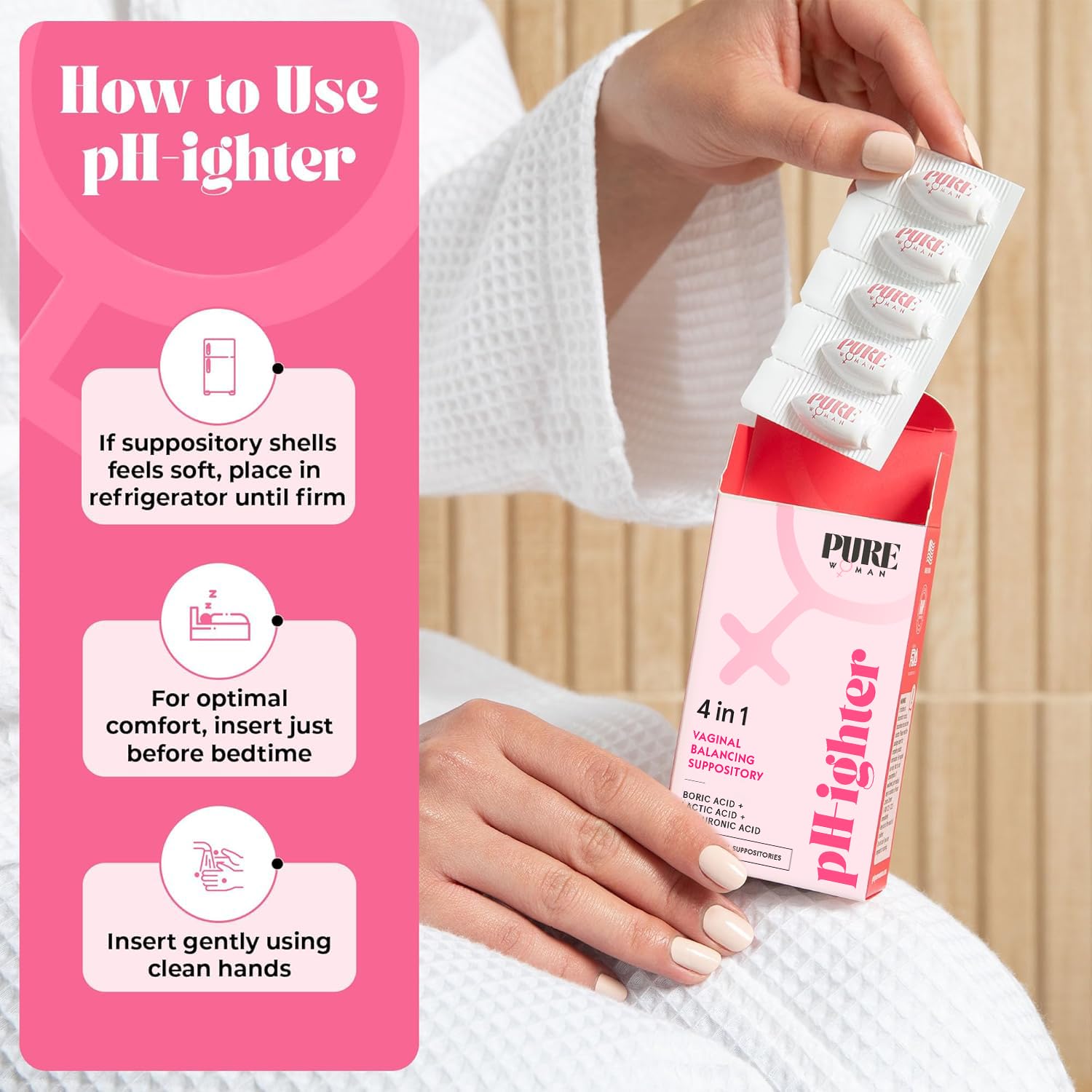 PURE WOMAN 10 suppositories in a box for daily routine use