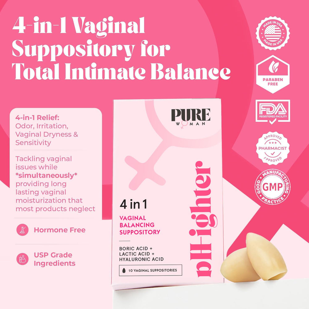 PURE WOMAN discreet bathroom setup with pH-ighter in view for private care
