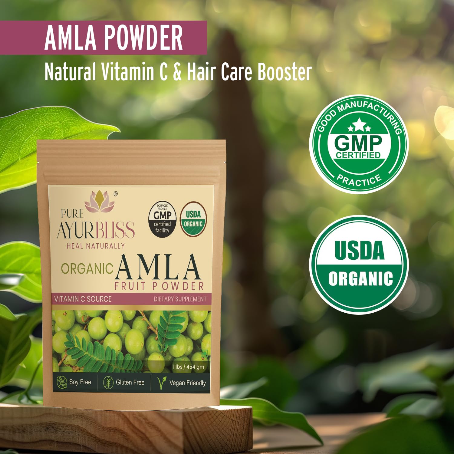 PureAyurbliss amla powder with scoop for precise daily use