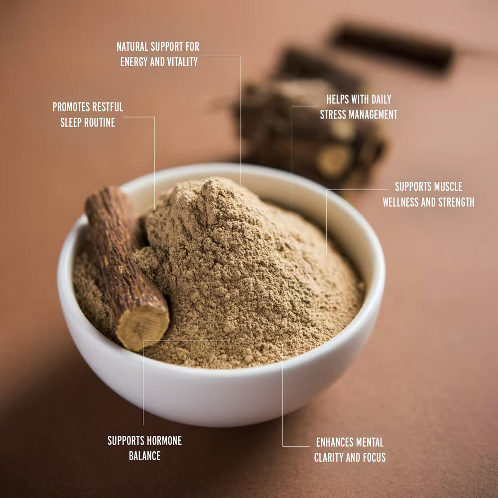 PureAyurbliss Ashwagandha powder appearance shows fine, earthy powder ideal for mixing