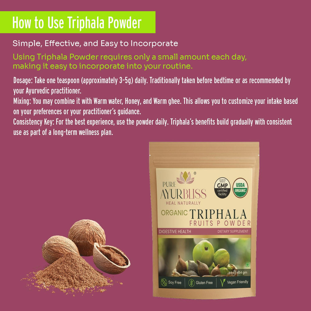 PureAyurbliss packaging box highlights traditional blend for gut wellness.