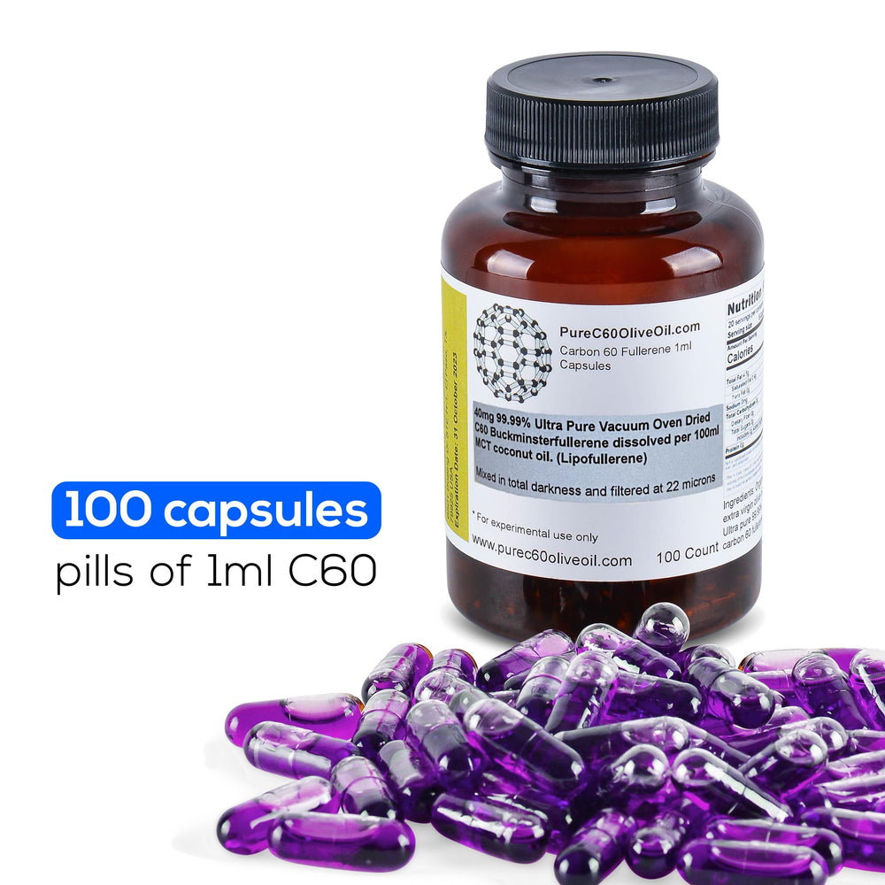 PureC60OliveOil capsules-pour demonstrates convenient daily intake option.