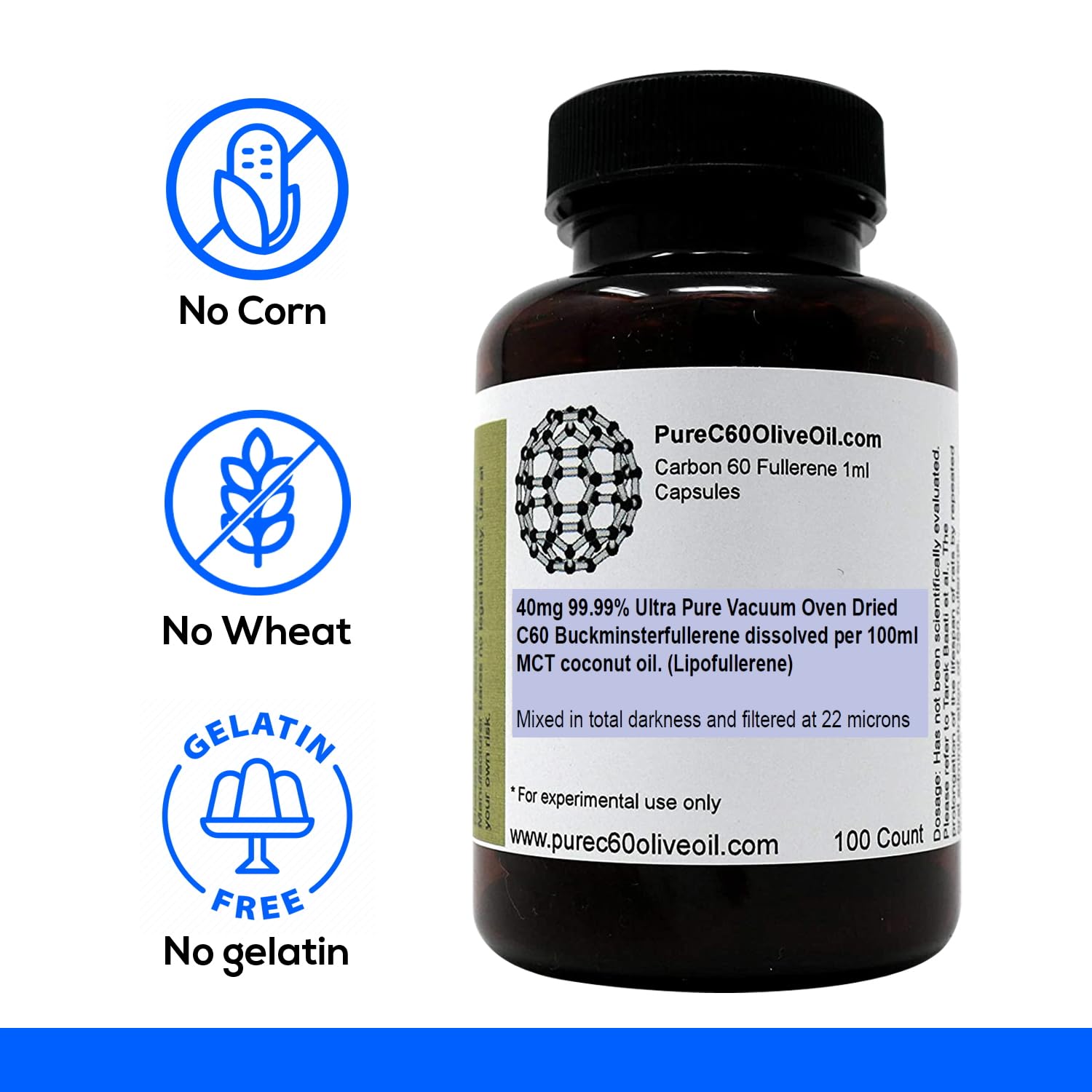 PureC60OliveOil lab-test image underscores purity and quality control.
