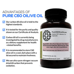 PureC60OliveOil label-polyphenol highlights olive oil base.