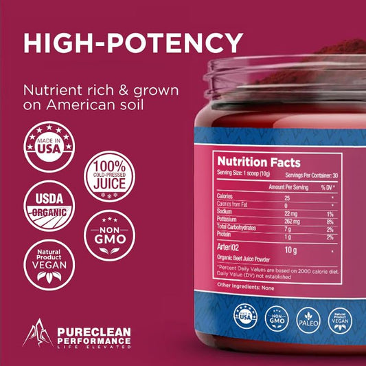 PureClean Beet Premium Juice Powder being poured for quick mix and energy use