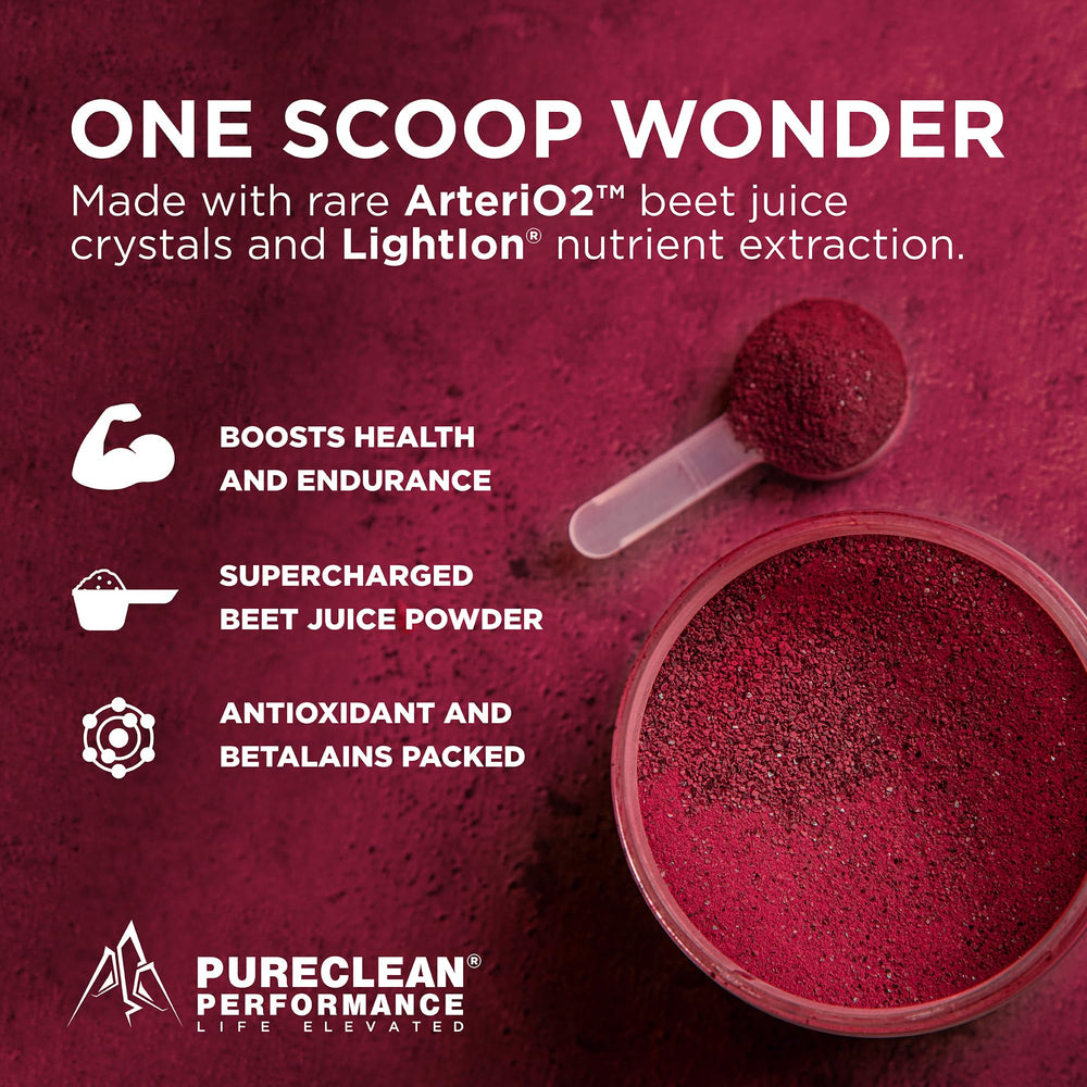 PureClean Beet Premium Powder scoop showing convenient daily serving for endurance