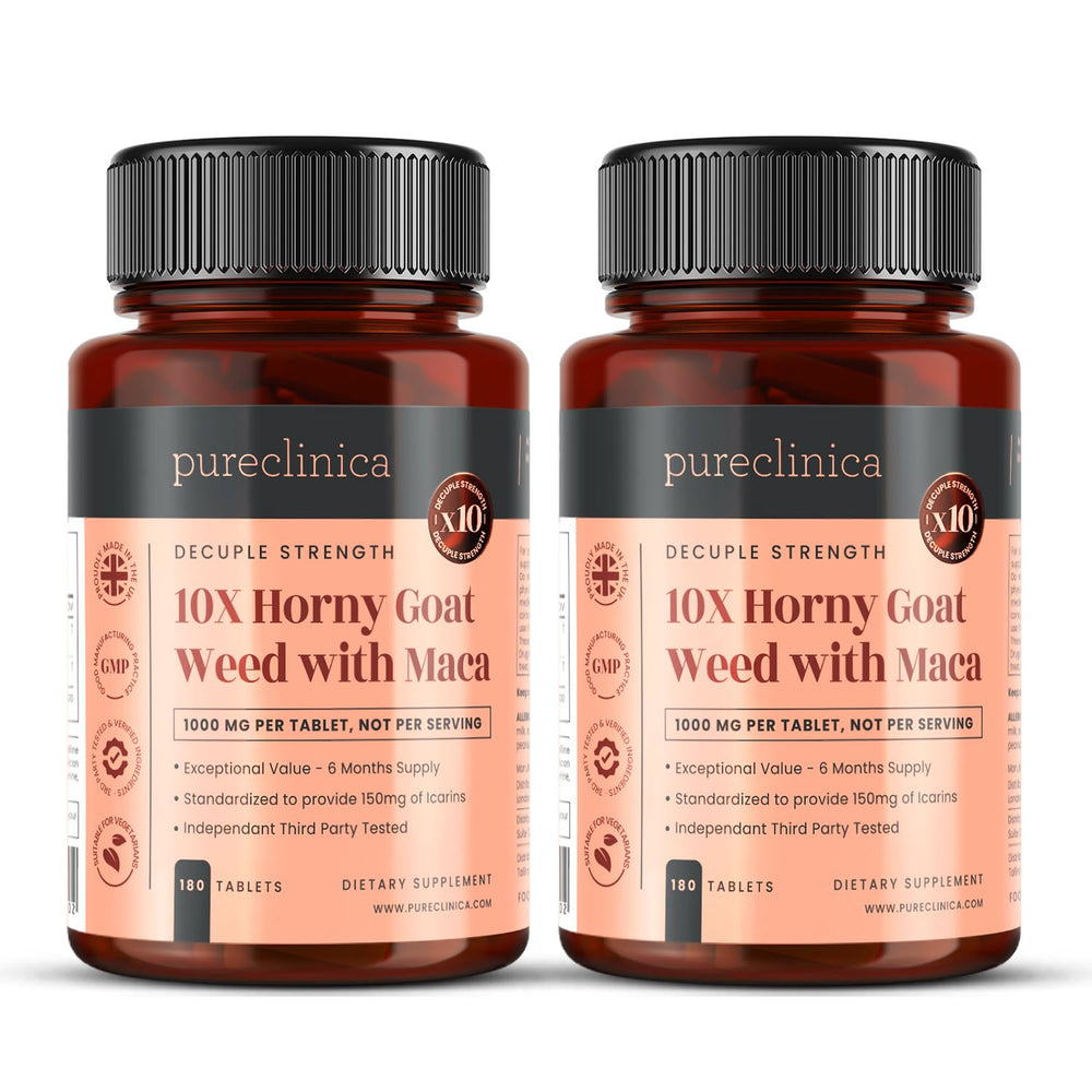 PureClinica Horny Goat Weed tablet showing high potency for daily use