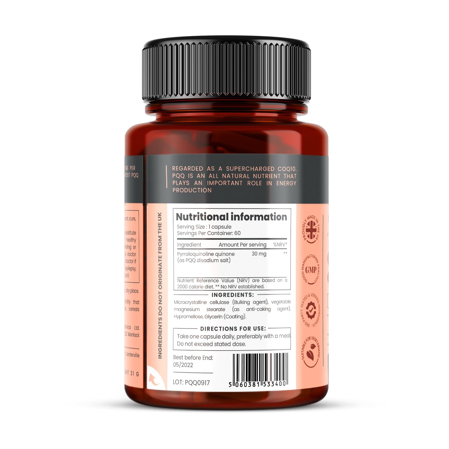 PureClinica PQQ dosage guide image for daily routine