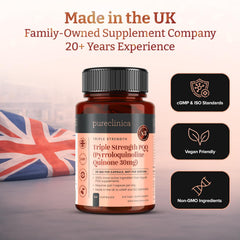 PureClinica PQQ vegan capsules arranged for plant-based formulation