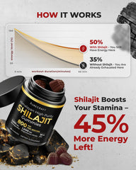 PURECRAFT Shilajit Gummies texture closeup reveals glossy gummies infused with trace minerals for daily wellness.