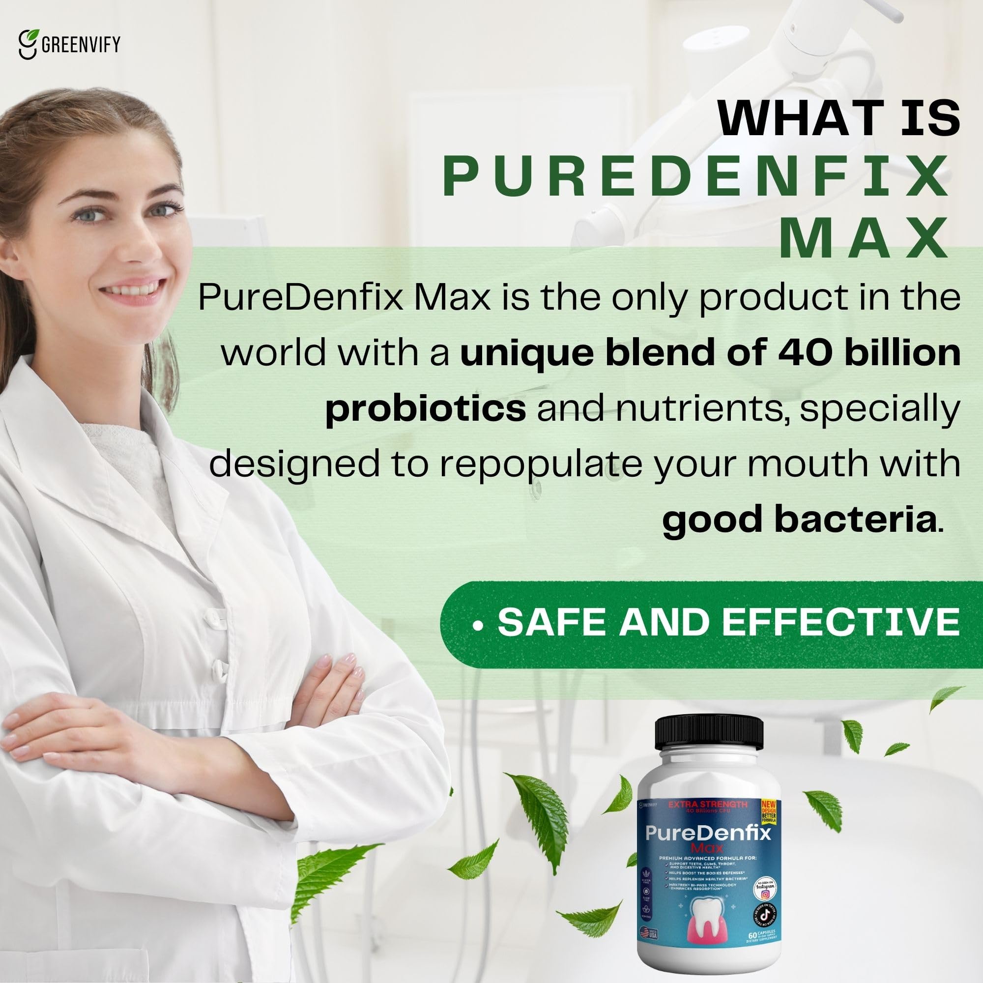 PureDenfix Max GMP facility seal on packaging.