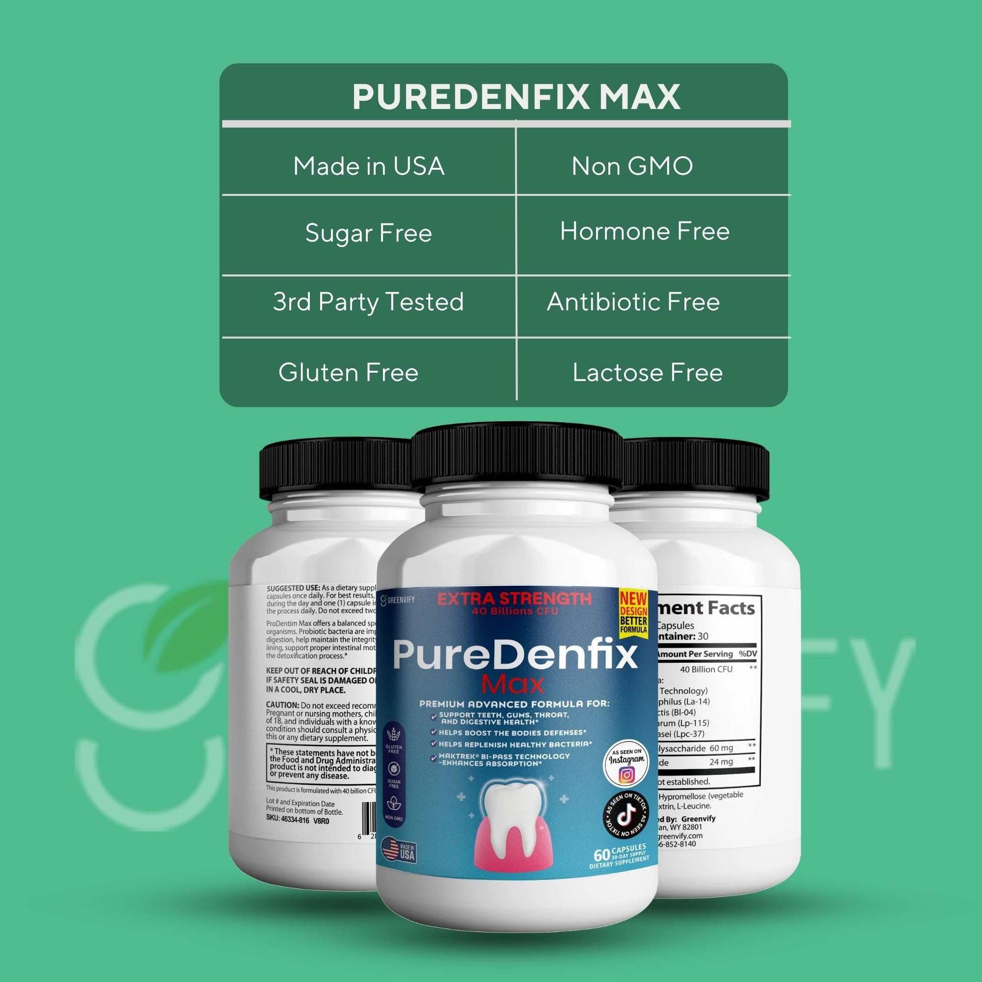 PureDenfix Max capsules pictured with a toothbrush for oral health.