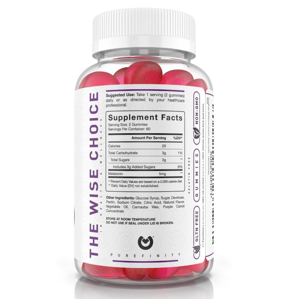 PUREFINITY Melatonin Gummies Kids third-party testing and lab verification certificate.