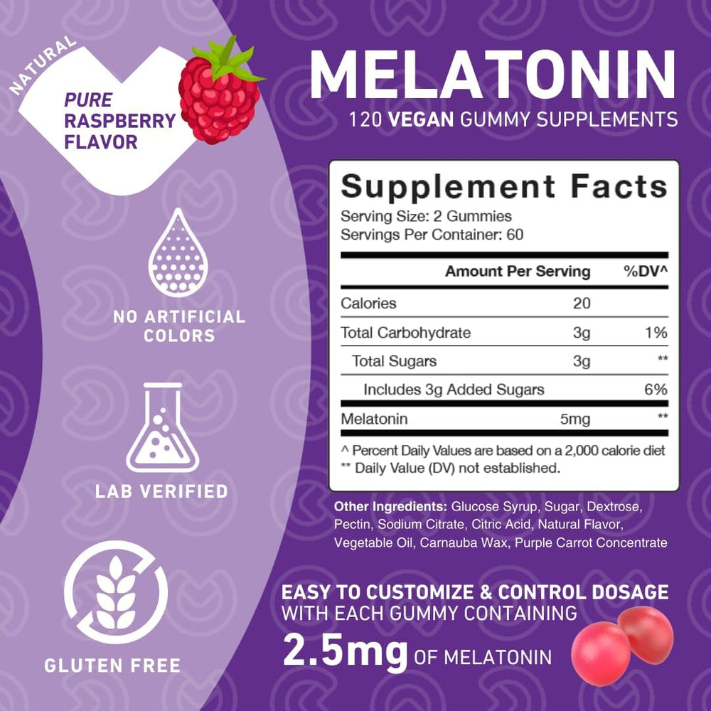 PUREFINITY Melatonin Gummies Kids two gummies per serving enable custom dosing options.