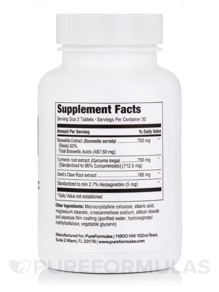 PureFormulas Boswellia Turmeric tablets-in-hand conveys convenient daily supplementation