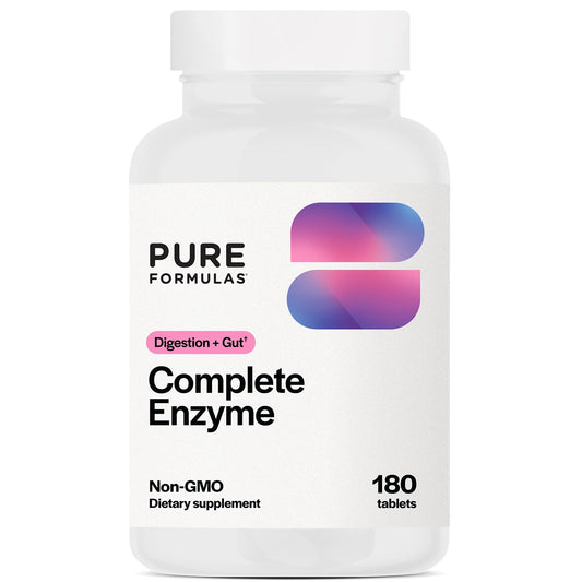 PureFormulas Complete Enzyme bottle front showing full-strength enzyme formula.