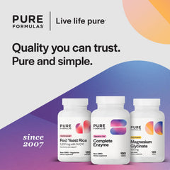 Non-GMO allergen-free label on PureFormulas Complete Enzyme packaging.
