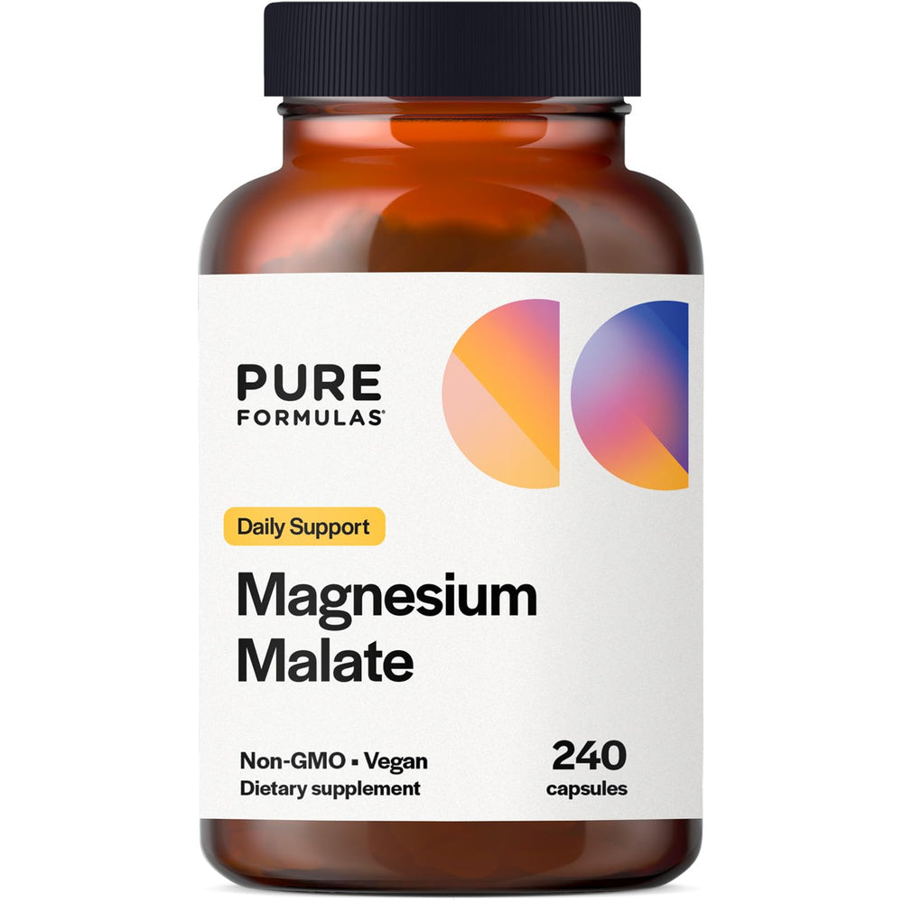 PureFormulas magnesium malate capsules bottle front for energy support