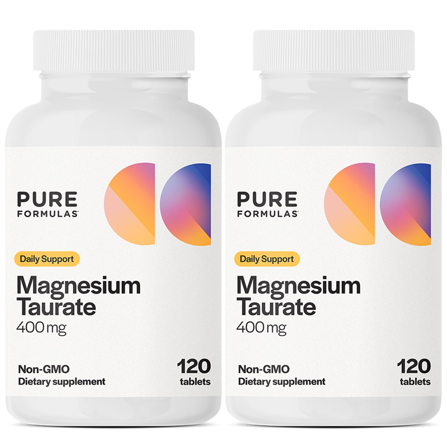 PureFormulas Magnesium Taurate 400 mg bottle front, suggesting heart and muscle support.