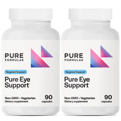 PureFormulas Pure Eye Support bottle shows capsule count for daily eye health.