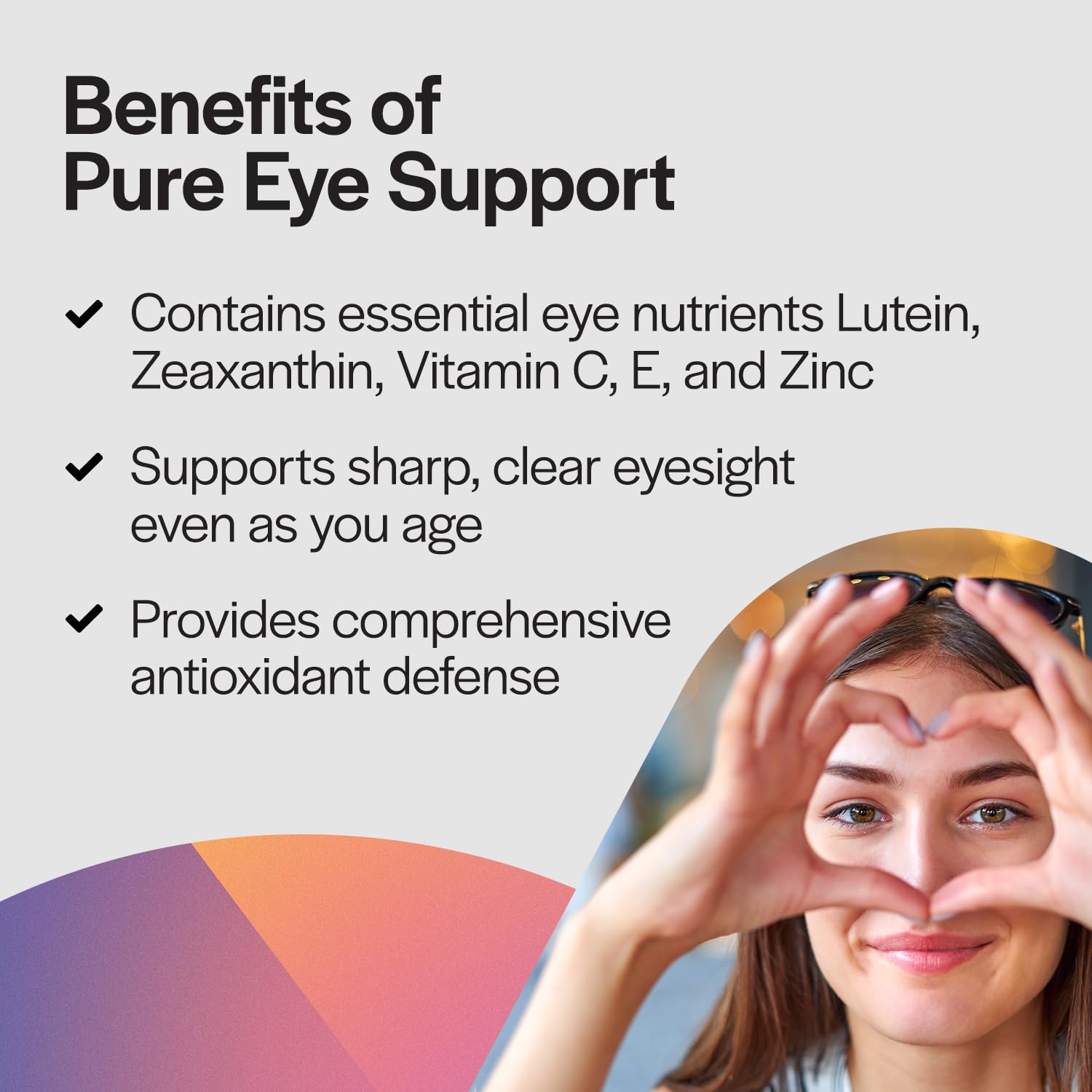 PureFormulas Pure Eye Support ingredients icons preview antioxidants for eye comfort.