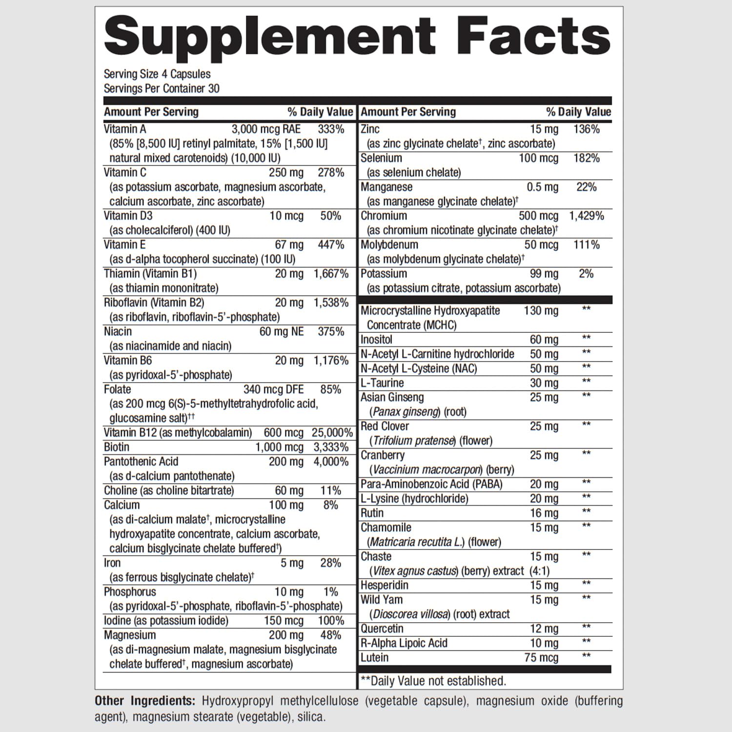 PureFormulas PureMulti for Women bottle pour shows easy daily dosing.