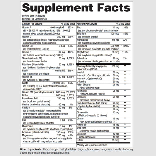 PureFormulas PureMulti for Women bottle pour shows easy daily dosing.