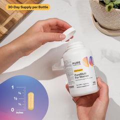 PureFormulas PureMulti for Women label detail highlights non-GMO formula.
