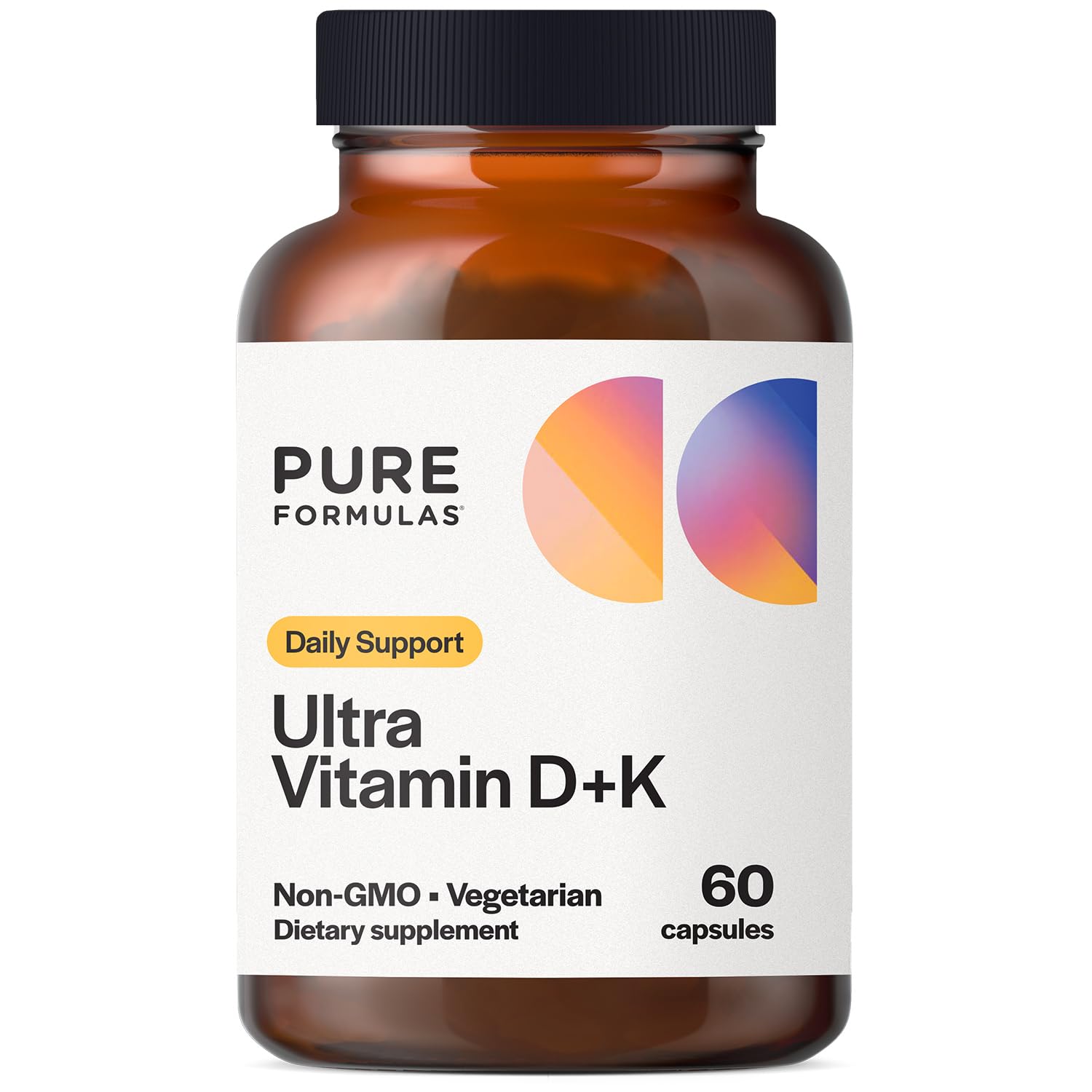 PureFormulas Vitamin D3 K2 bottle highlights daily immune support potential.