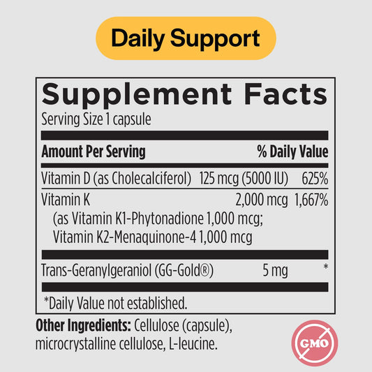 PureFormulas Vitamin D3 K2 capsules emphasize calcium absorption for bone vitality.
