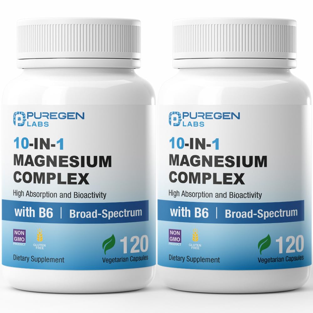 Puregen Labs Magnesium 10in1 bottle front view highlighting high absorption potential