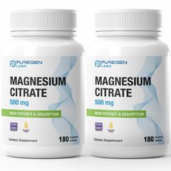 Puregen Labs Magnesium Citrate 500 mg bottle for daily mineral support