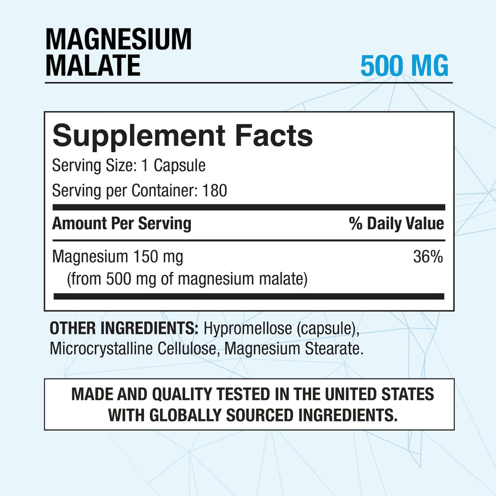 Puregen Labs Magnesium Malate 360 veggie caps for easy daily use.