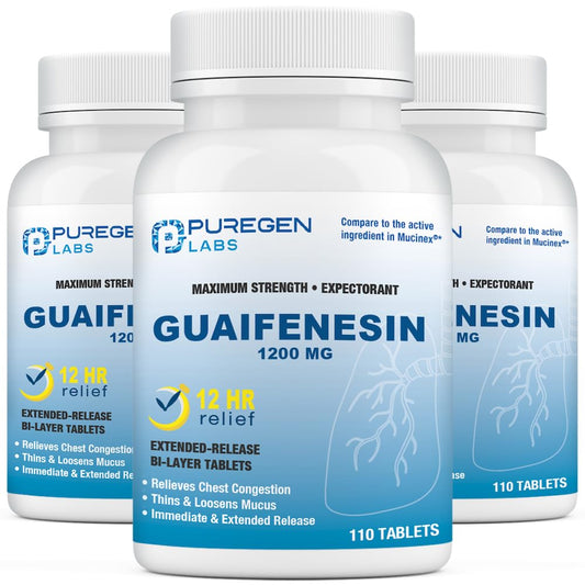 Puregen Labs Mucus Relief bottle pour for daytime, non-drowsy relief