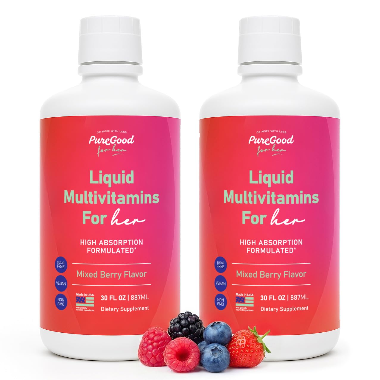 PureGood women's liquid multivitamin bottle for daily nutrition support