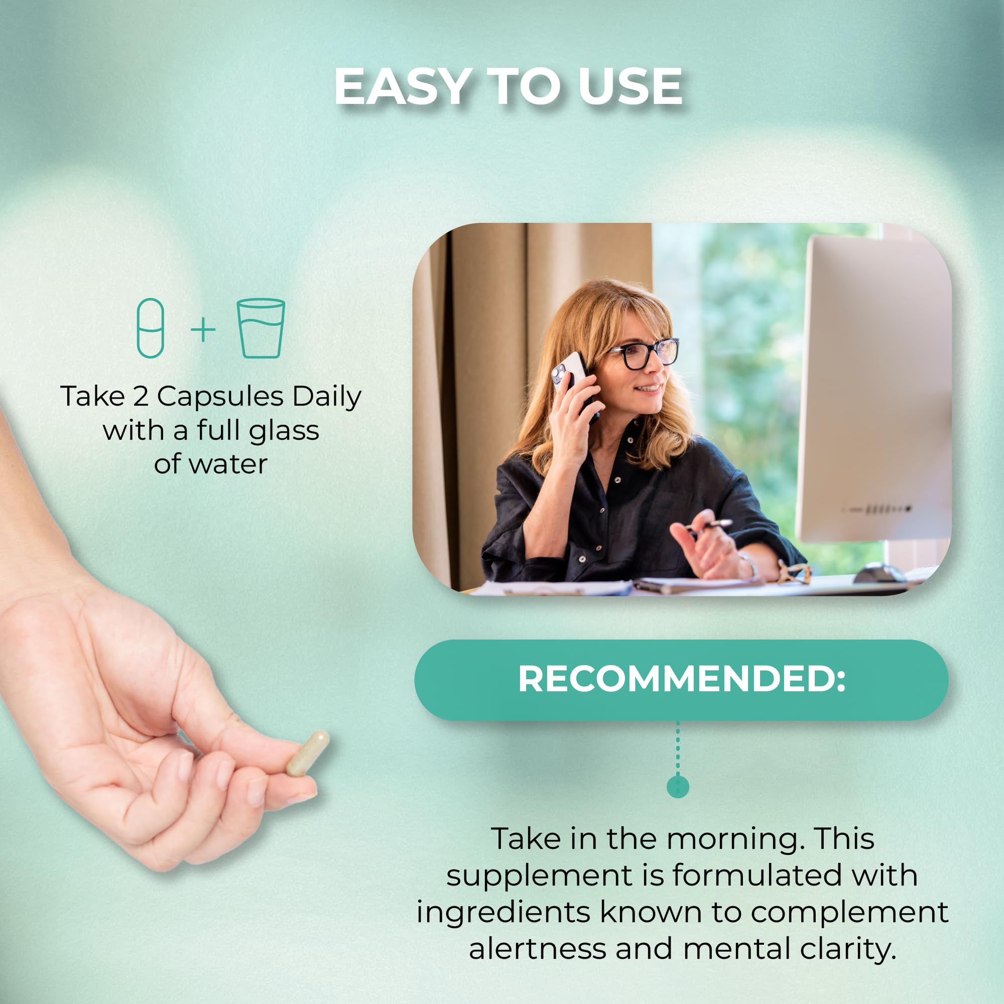 Morning routine with Ageless Brain for steady energy.