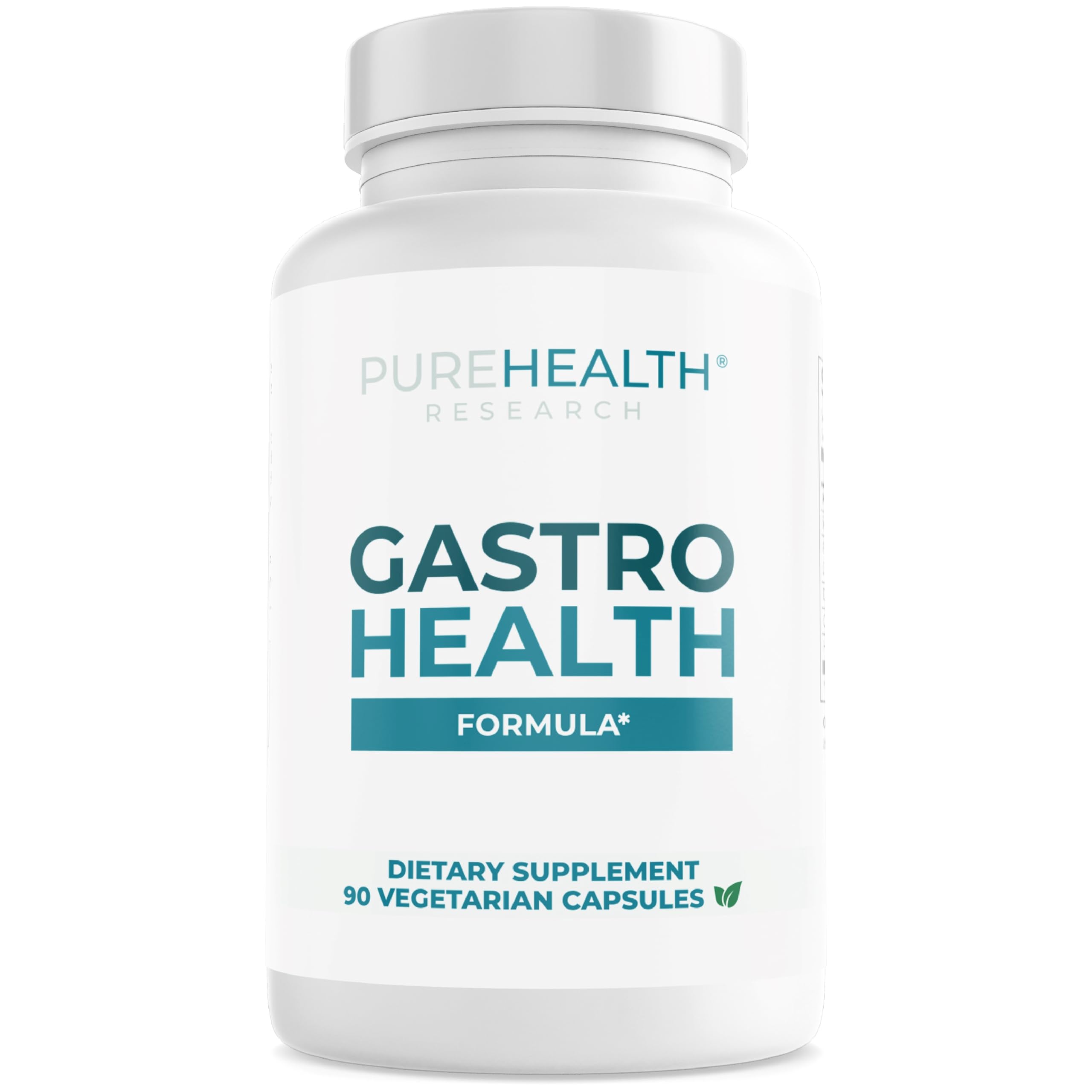 PUREHEALTH RESEARCH Gastro Health Formula bottle highlighting digestive support for daily comfort.
