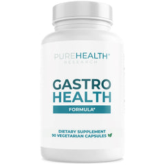 PUREHEALTH RESEARCH Gastro Health Formula bottle highlighting digestive support for daily comfort.