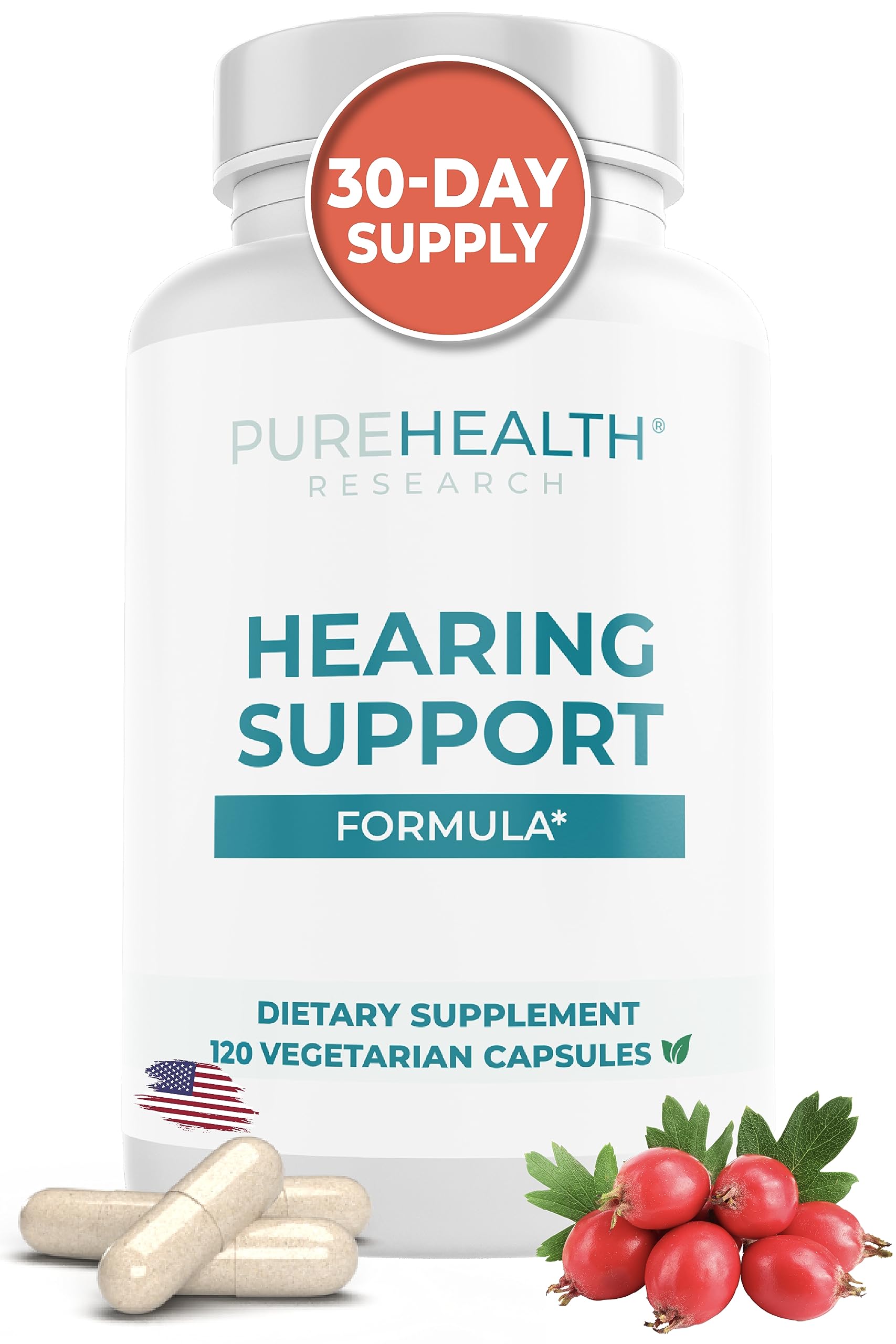 PureHealth Research Hearing Support bottle front for daily hearing clarity