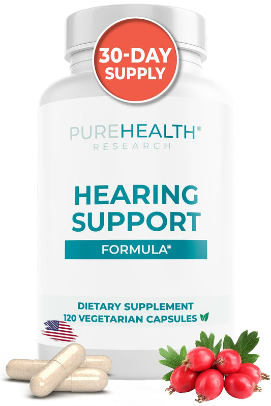 PureHealth Research Hearing Support bottle front for daily hearing clarity