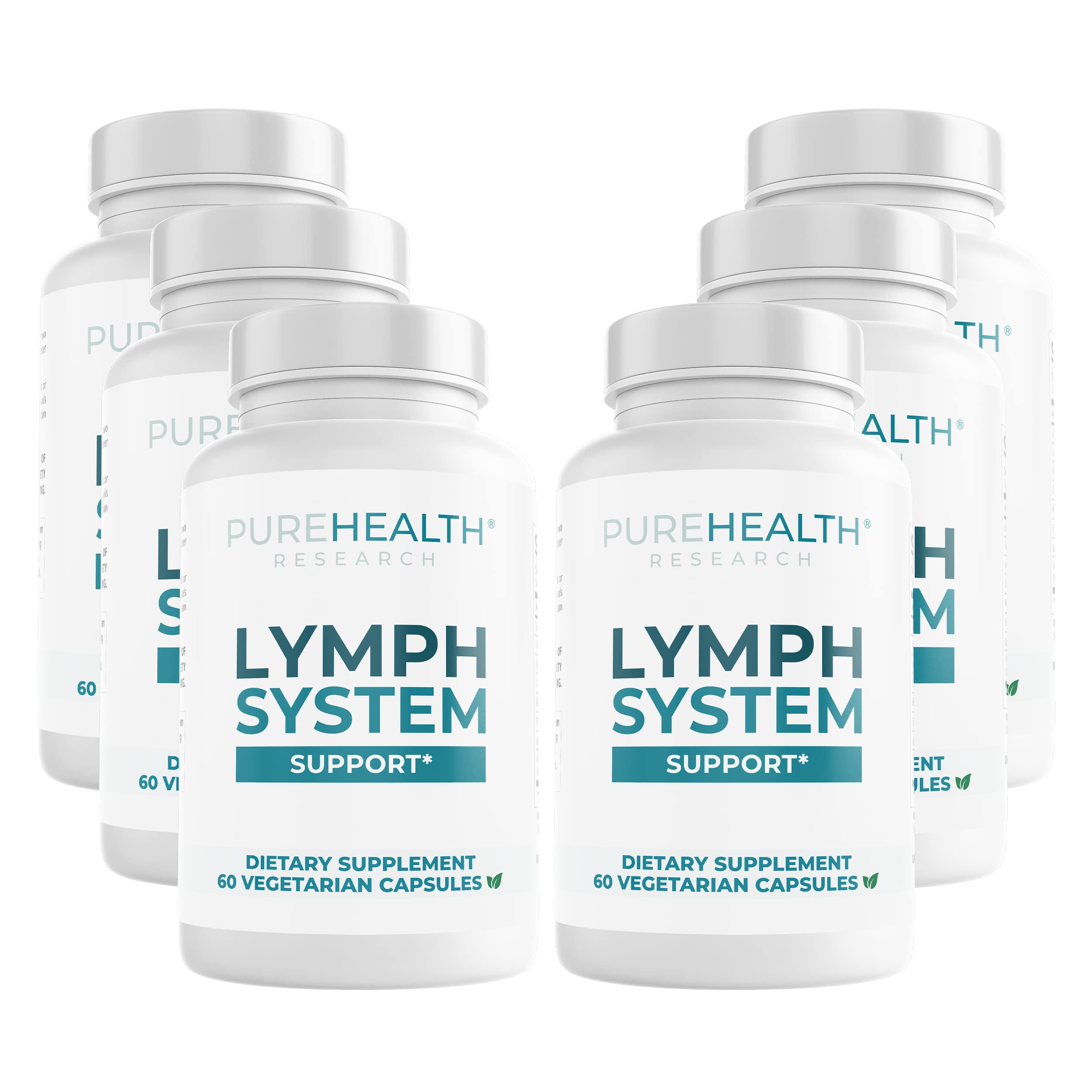 PureHealth Research Lymph System Support bottle showing convenient capsules for daily lymphatic support