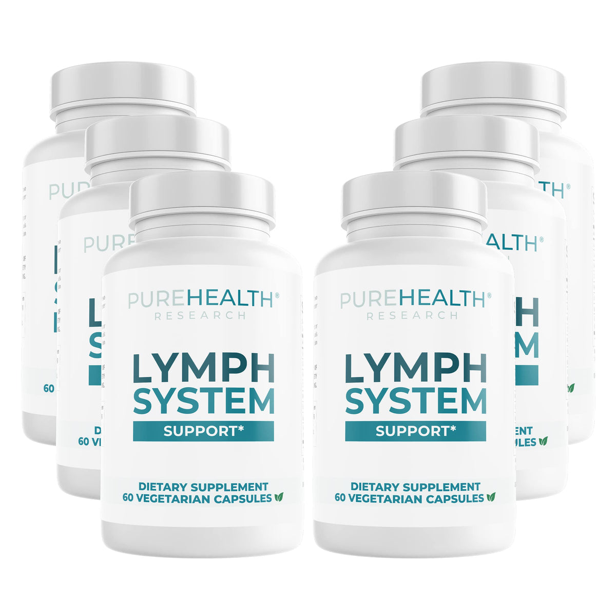 PureHealth Research Lymph System Support bottle showing convenient capsules for daily lymphatic support