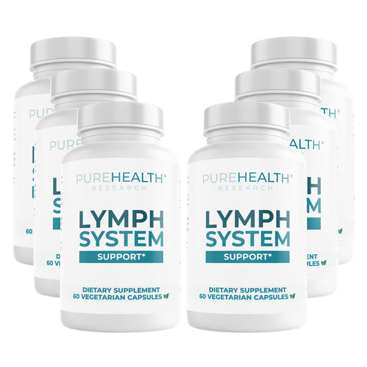 PureHealth Research Lymph System Support bottle showing convenient capsules for daily lymphatic support