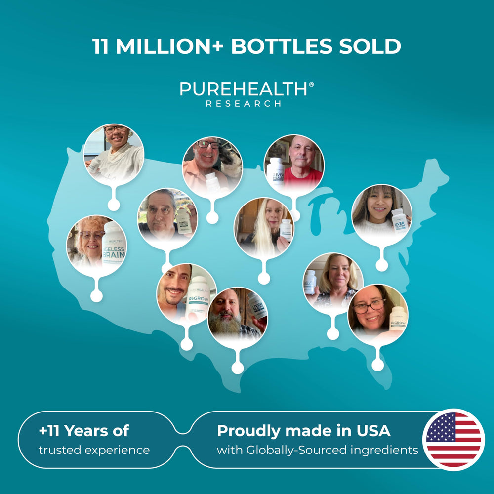 PureHealth Research Made in USA with a cGMP seal on the bottle.